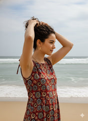 Kalamkari Noodle Strap Dress