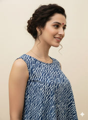 Indigo Dyed Hand Block Printed Blouse
