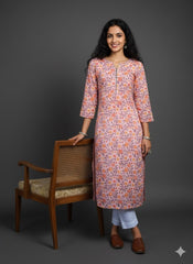 Hand Block Printed Mul Cotton Kurti