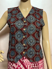 Ajrakh Hand Block Printed Jacket Blouse