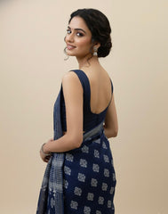 Navy Cotton Flex Plain Blouse