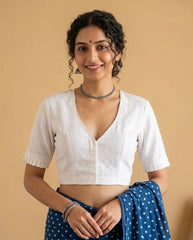 Plain White Cotton Flex Khadi Blouse