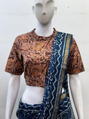 Kalamkari Hand Block Printed Blouse in Khadi