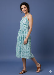 Shibori Art Dyed Halter Neck Dress