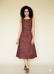 Hand Block Printed Sleeve Less Dress