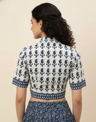 Indigo Dyed Collared Blouse