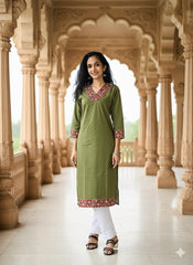 Khadi Cotton Flex Kalamkari Border Kurti