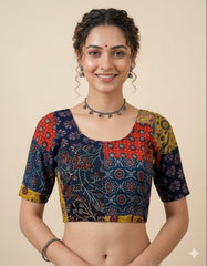 Patchwork AJRAKH Printed Cotton Blouse