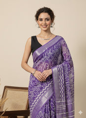DABO Printed Cotton Linen Saree