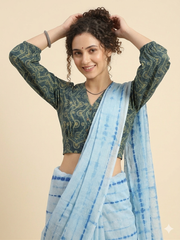 Indigo Dyed Hand Block Printed Collared Blouse