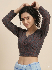 AJRAKH Long Sleeves Hand Block Printed Blouse