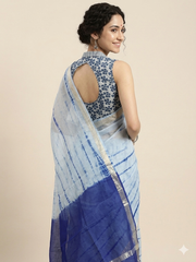 Indigo Dyed Hand Block Printed Collared Blouse