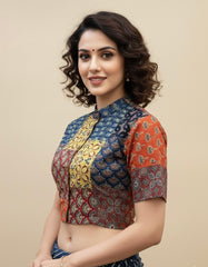 Patchwork AJRAKH Printed Cotton Blouse