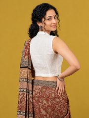 Plain White Blouse in Pintex Fabric