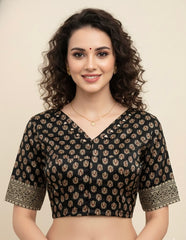 Ajrakh Mashru Silk Mirror Work Padded Blouse