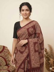 AJRAKH Printed Modal Silk Saree