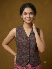 Ajrakh Hand Block Printed Jacket Blouse