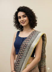 Navy Cotton Flex Blouse