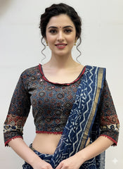 AJRAKH Padded Blouse with Mirror Work