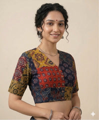Patchwork AJRAKH Printed Cotton Blouse