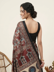 AJRAKH Printed Modal Silk Saree