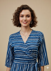 Indigo Dyed Wrap Around Dress