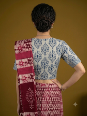 Indigo Dyed Hand Block Printed Collared Blouse l