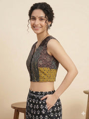 Patchwork AJRAKH Printed Cotton Blouse