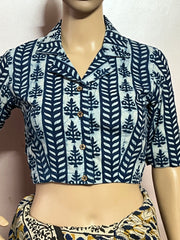 Indigo Dyed Hand Block Printed Blouse