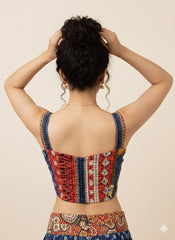 Kantha Hand Stitched Crop Top Blouse