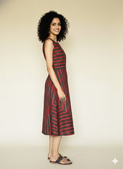 Hand Block Printed Sleeve Less Dress