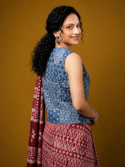Indigo Hand Block Printed Jacket Blouse