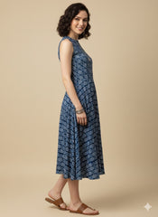 Indigo Dyed Halter Neck Dress