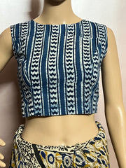 Indigo Dyed Hand Block Printed Blouse