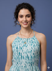 Shibori Art Dyed Halter Neck Dress
