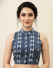 Indigo Dyed Hand Block Printed Blouse