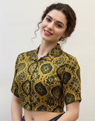 Modal Silk AJRAKH Printed Blouse