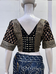 Ajrakh Mashru Silk Mirror Work Padded Blouse