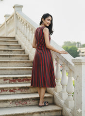 Hand Block Printed Sleeve Less Dress