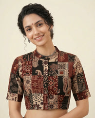 Patchwork AJRAKH Printed Cotton Blouse