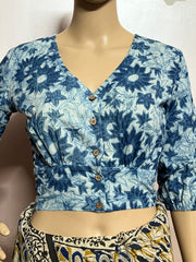 Indigo Dyed Hand Block Printed Blouse