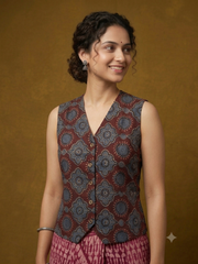 Ajrakh Hand Block Printed Jacket Blouse