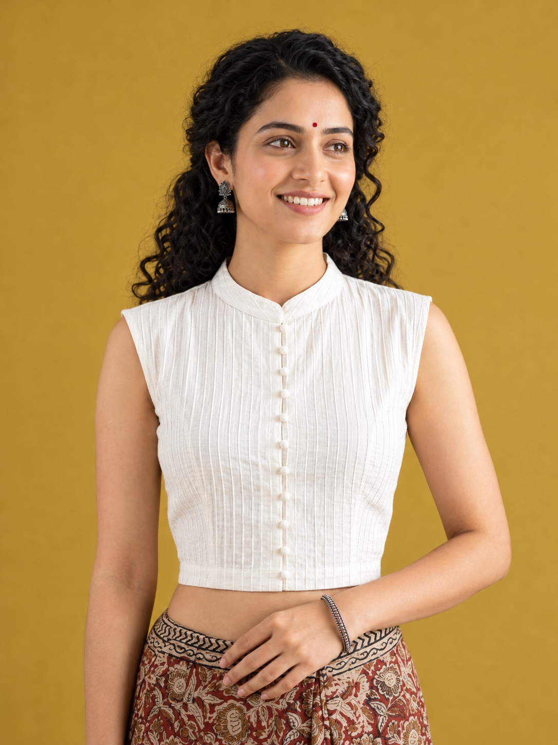 Plain White Blouse in Pintex Fabric