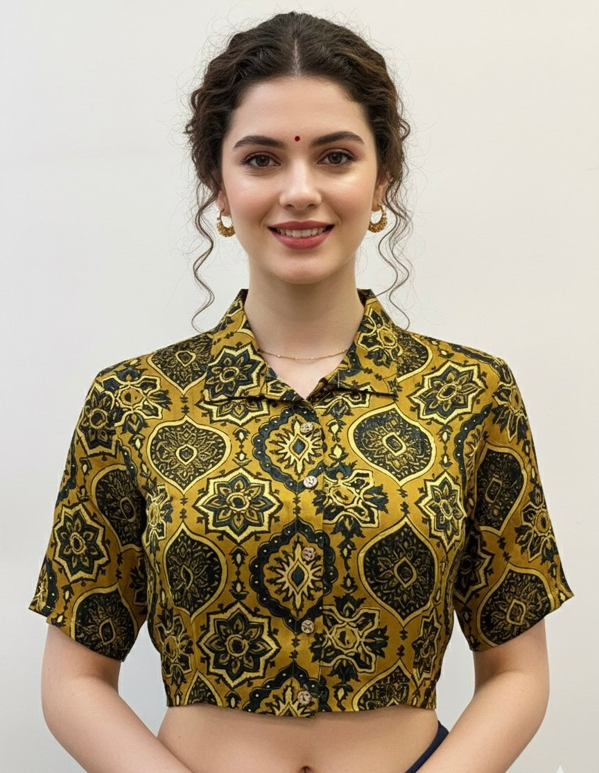 Modal Silk AJRAKH Printed Blouse