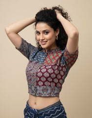 Patchwork AJRAKH Printed Cotton Blouse