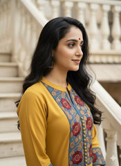 Khadi Cotton Flex Kalamkari Border Kurti