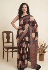 AJRAKH Printed Modal Silk Saree
