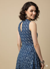 Indigo Dyed Halter Neck Dress