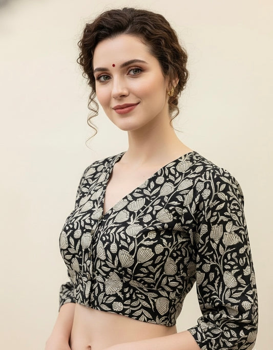 Kalamkari Hand Block Printed Cotton Blouse