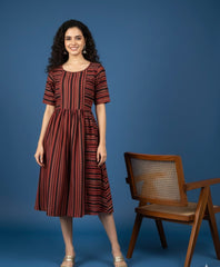 Hand Block Printed AJRAKH Modal Dress